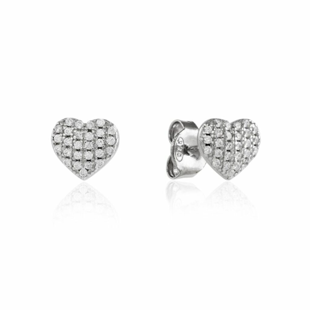 heart stud earrings - silver earrings - HC Jewellers - Royston