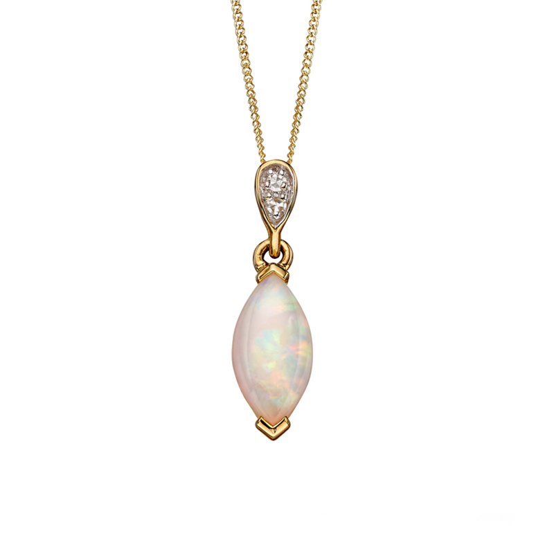Gold Opal And Diamond Pendant