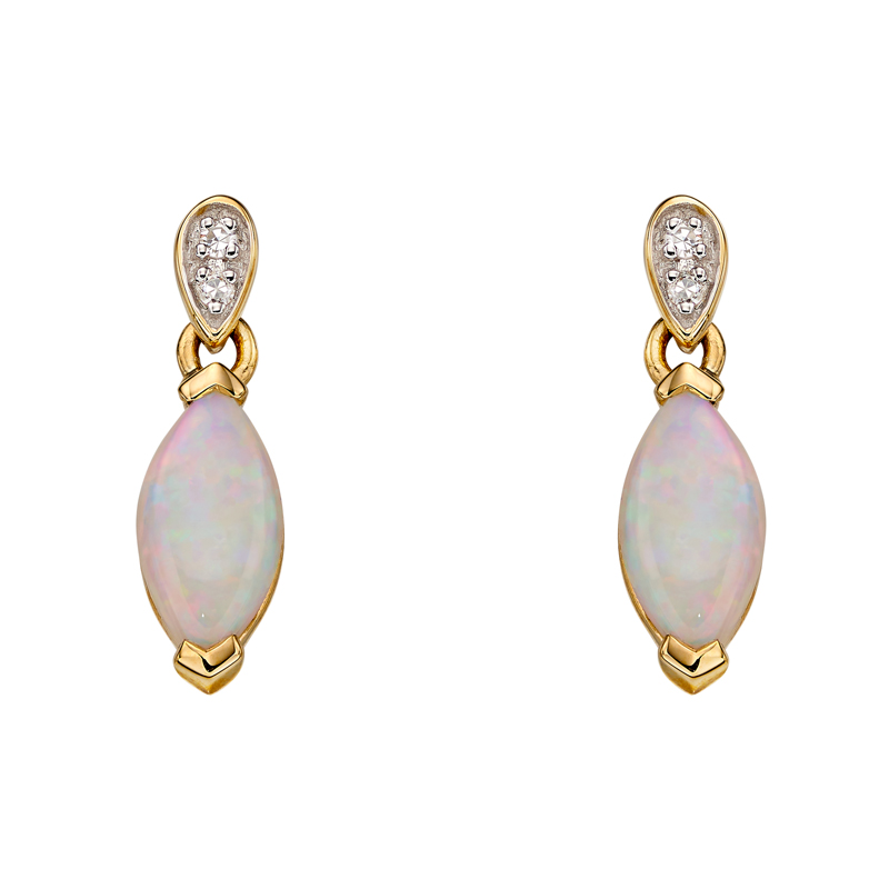 Gold Opal And Diamond Studs