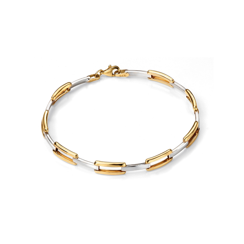 9ct 2 Colour Gold Chevron Link Bracelet | RH Jewellers
