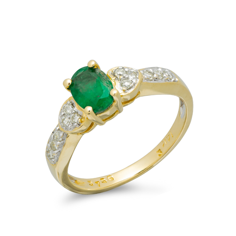 Pre-owned-18ct-Gold-Emerald-Diamond-Ring