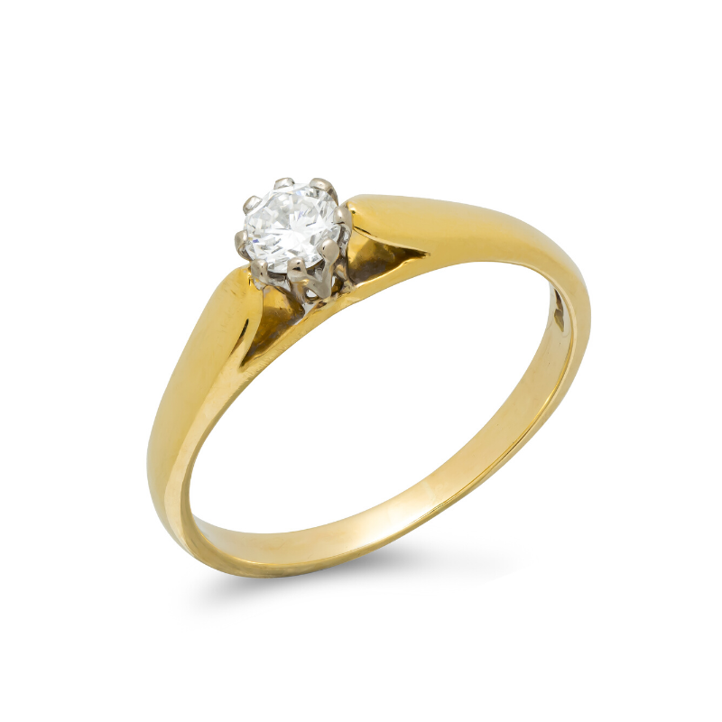 Pre-owned-18ct-Yellow-White-Gold-Diamond-Solitaire-Ring