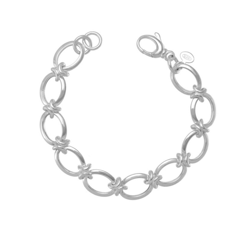 Silver Fancy Oval Link Bracelet