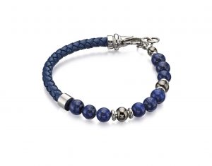 Fred Bennett Blue Lapis Bead And Blue Leather Bracelet