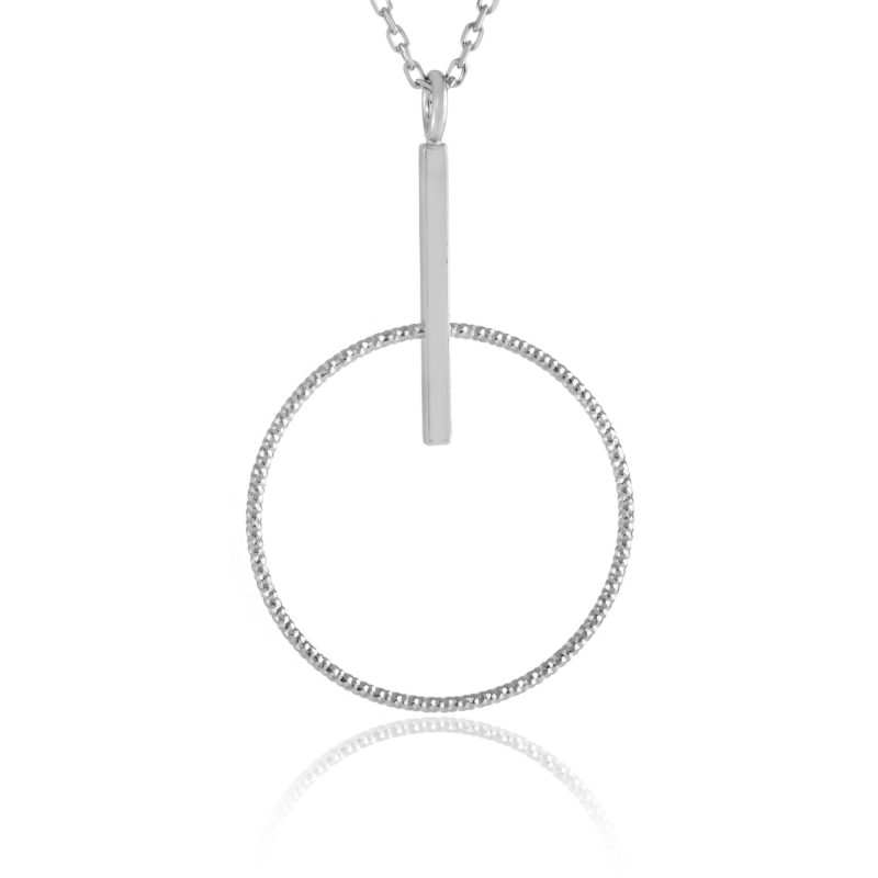Silver Conical Simplistic Circle & Bar Pendant