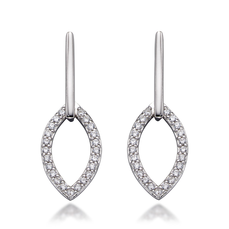 Cubic zirconia earrings - Fiorelli Silver Navette cubic zirconia drop earrings - HC Jewellers - Royston