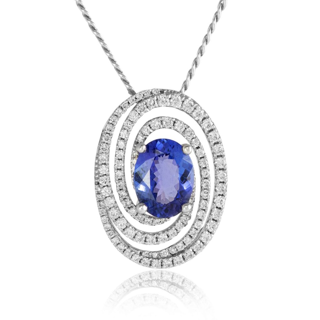 diamond swirl pendant, white gold pendant, HC Jewellers - Royston