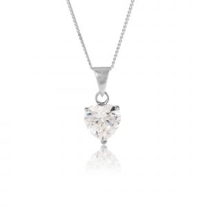 heart pendant - silver - cubic zirconia - HC Jewellers - Royston