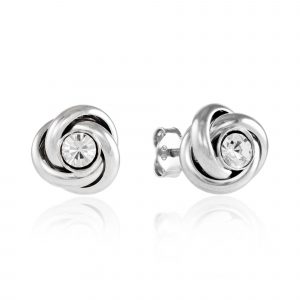 silver knot earrings - cubic zirconia - HC Jewellers - Royston