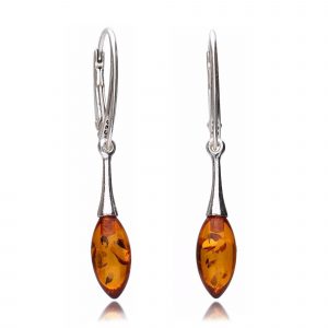 cognac amber drop earrings - silver - HC Jewellers -Royston