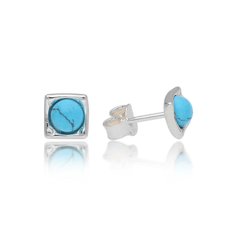 turquoise stud earrings - silver - sterling silver - HC Jewellers - Royston