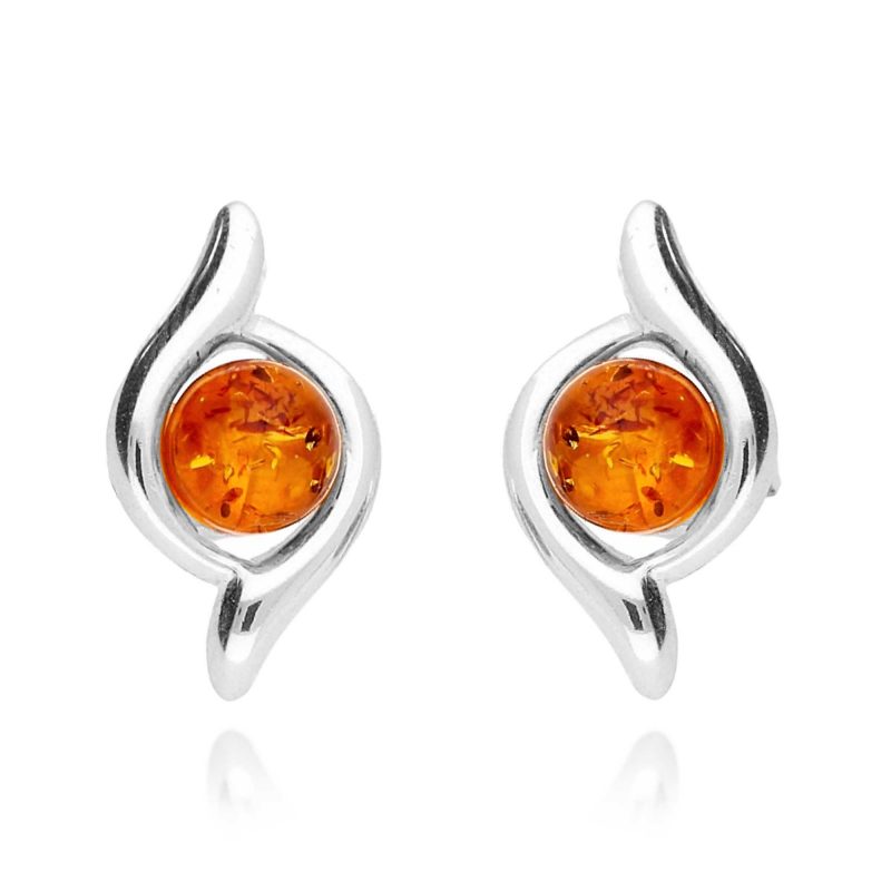 silver amber studs