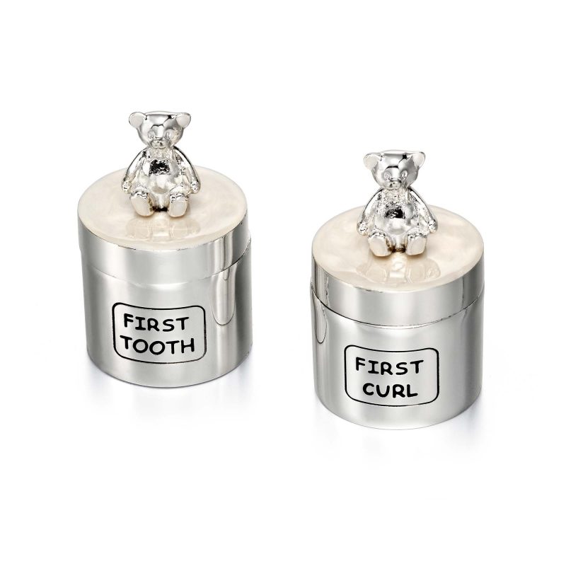 first tooth box - first curl box - silver plated - HC Jewellers - Royston
