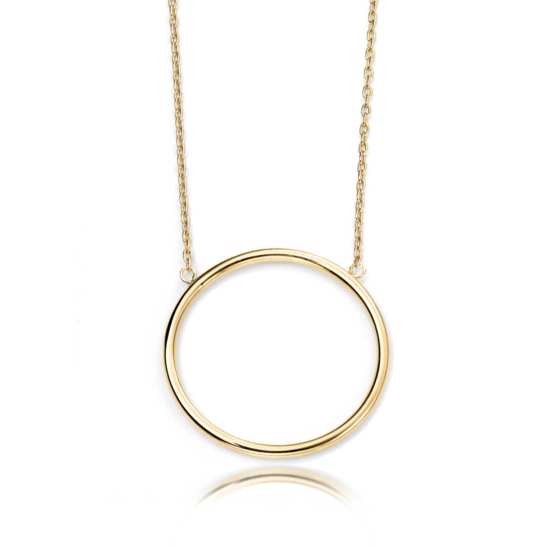 Amazon.com: 14k Solid Gold Circle Necklace for Women | Dainty Ring Pendant  Necklace | 14k Gold Open Circle Pendant Necklace | Simple Round Karma  Jewelry | Yellow, White Or Rose Gold |