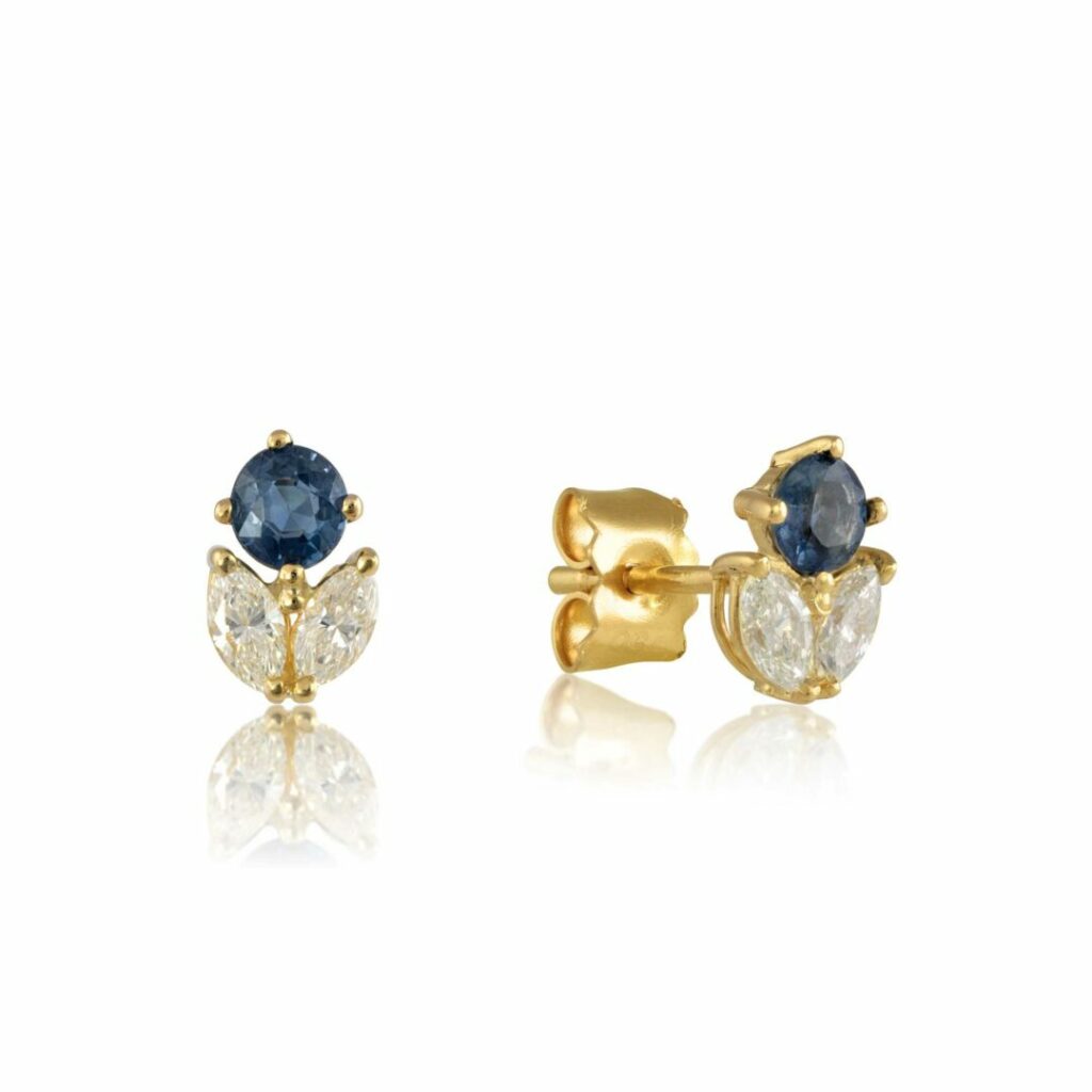 Diamond and Sapphire stud earrings in 18ct gold