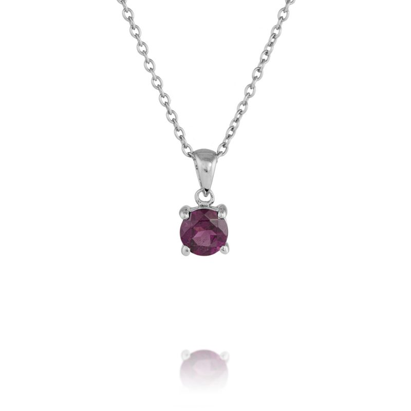 garnet pendant in white gold with chain