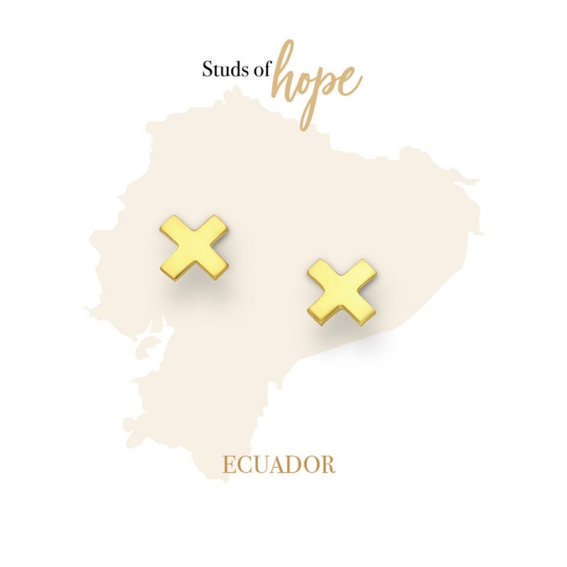 Gold Cross Studs - Ecuador