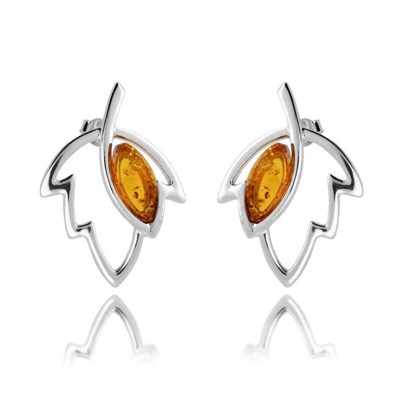 amber leaf earrings