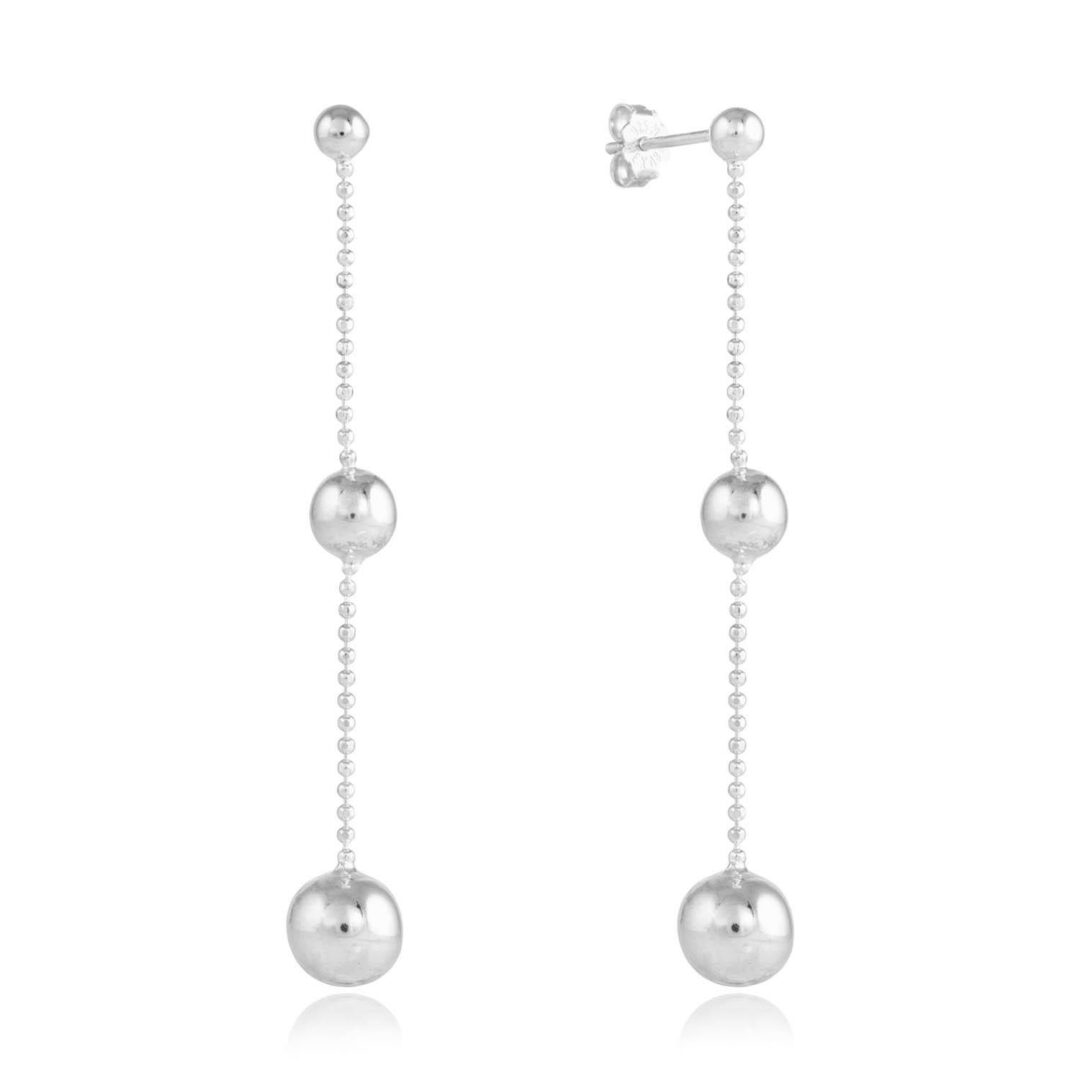 silver bead drop earrings