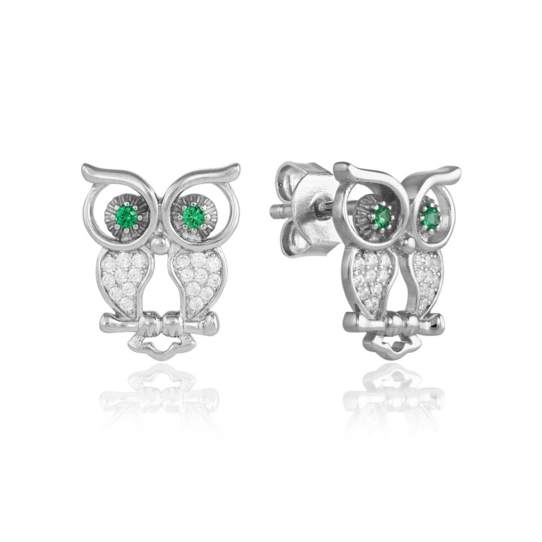 Silver Owl Studs - HC Jewellers - Cubic Zirconia