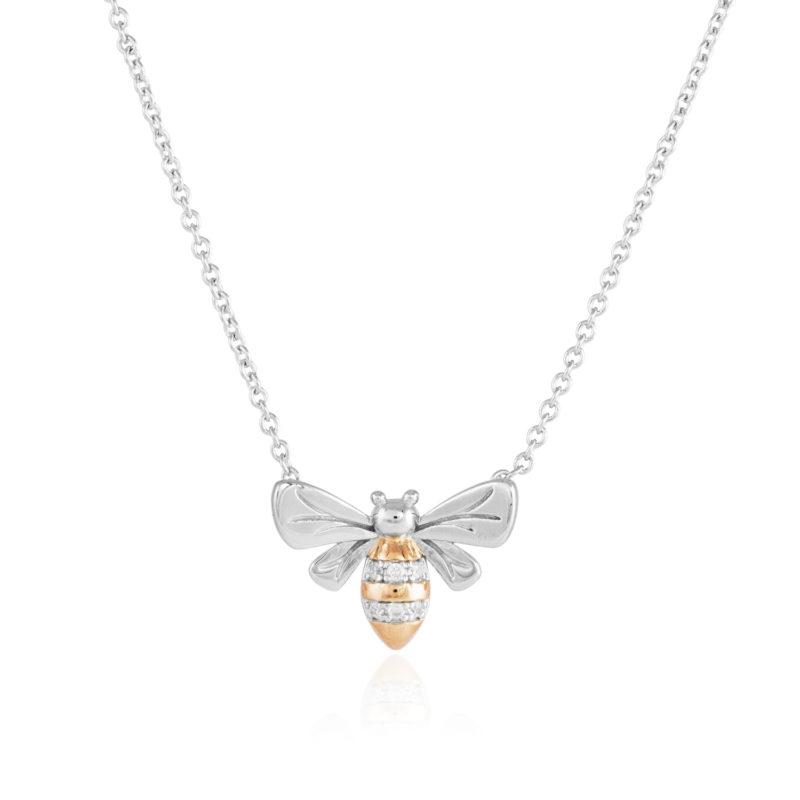 silver rose gold bee pendant