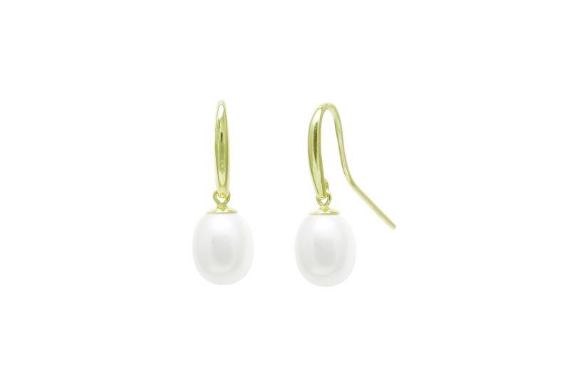 9ct gold and white pearl drop earrings