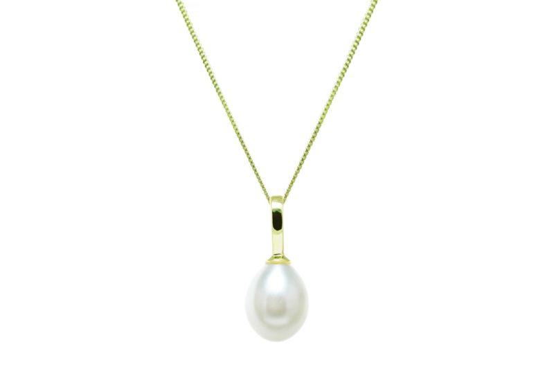 9ct gold and white pearl necklace