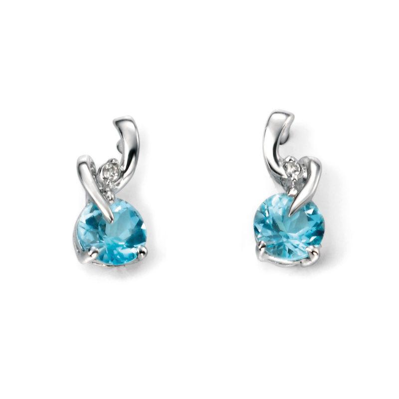 Ladies 9ct-gold topaz diamond stud earrings