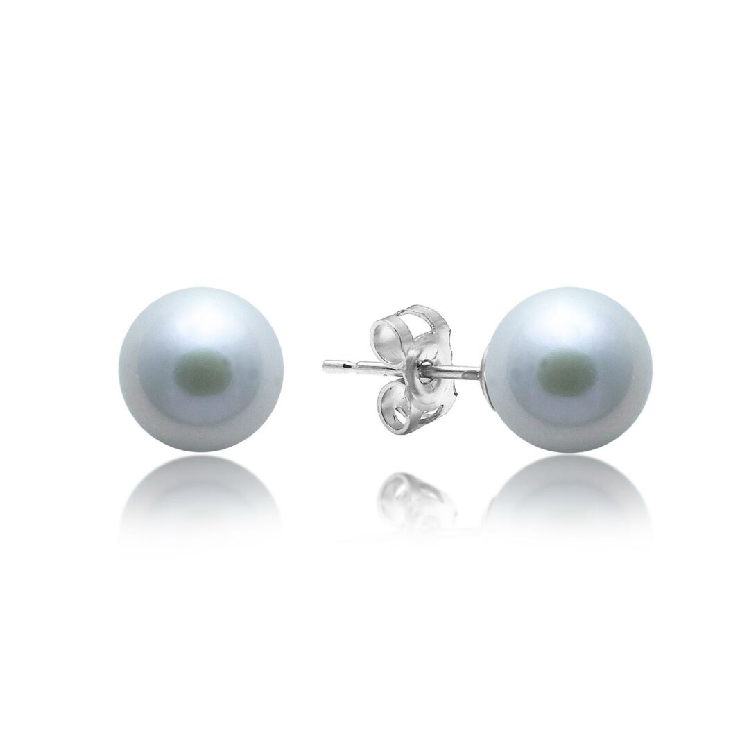Cultured Grey Pearl Studs - HC Jewellers - 9ct White Gold.