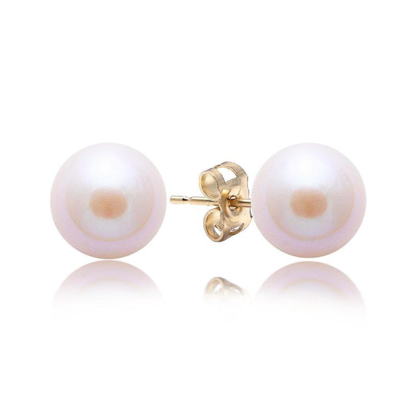 round pink pearl studs