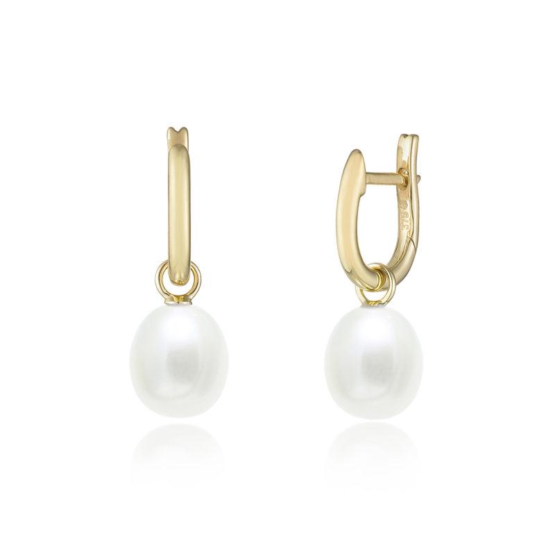 9ct gold pearl huggie earrings