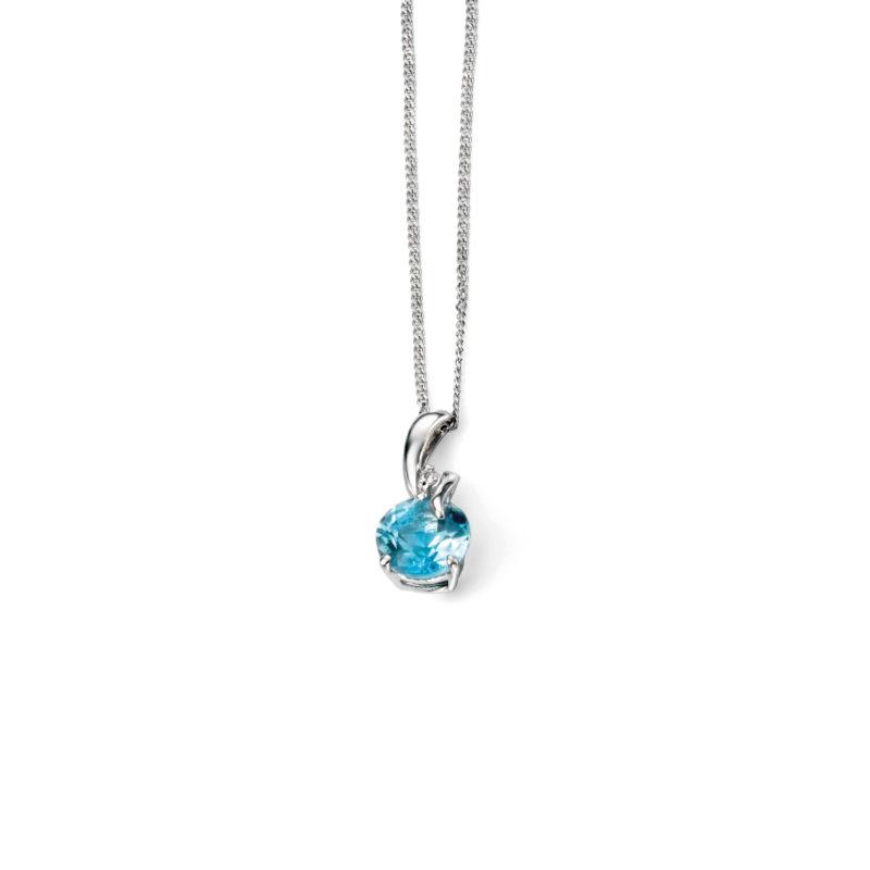 9ct White Gold, Topaz and Diamond Necklace