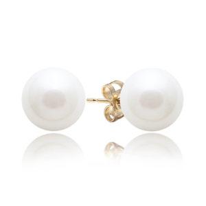 round pearl stud earrings