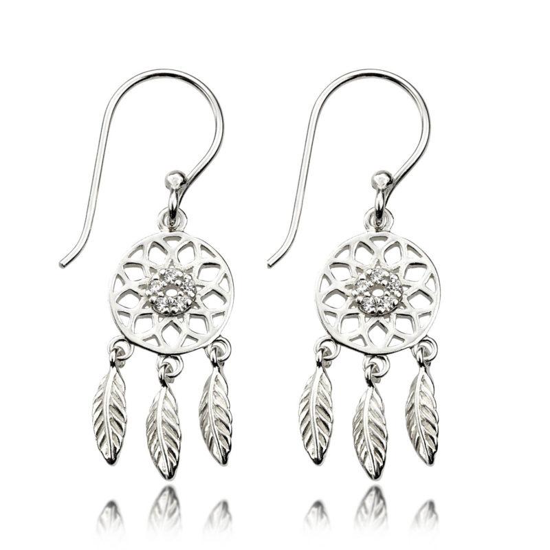 silver dream catcher earrings