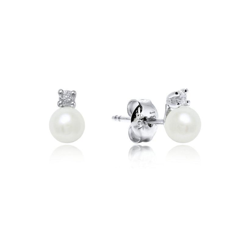 18ct white gold pearl and diamond studs