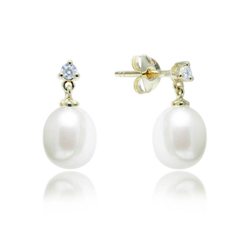 18ct gold teardrop pearl and diamond earrings