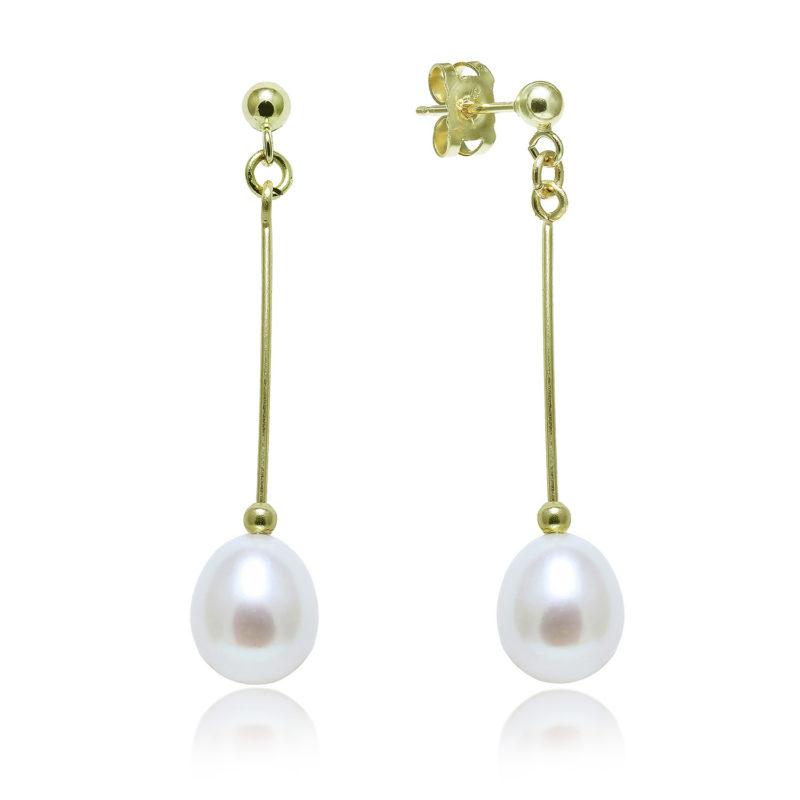 9ct gold teardrop pearl earrings