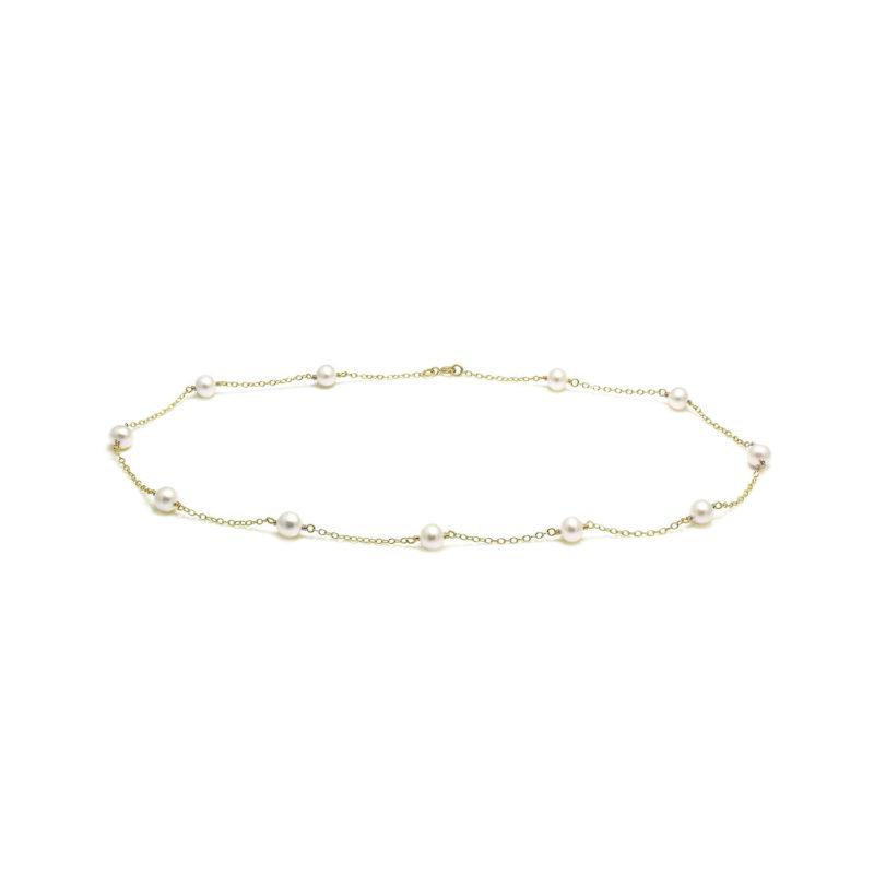9ct gold pearl and trach chain