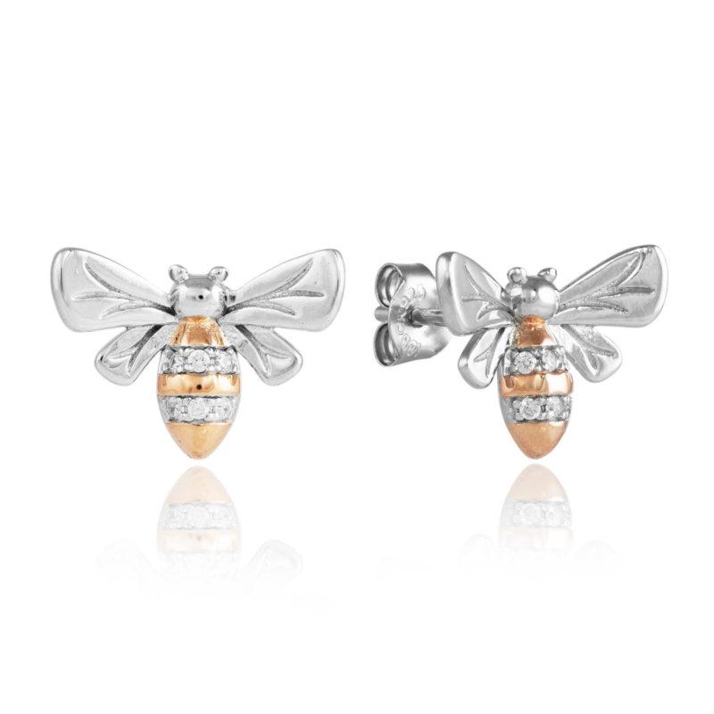 Solber and rose gold bee studs
