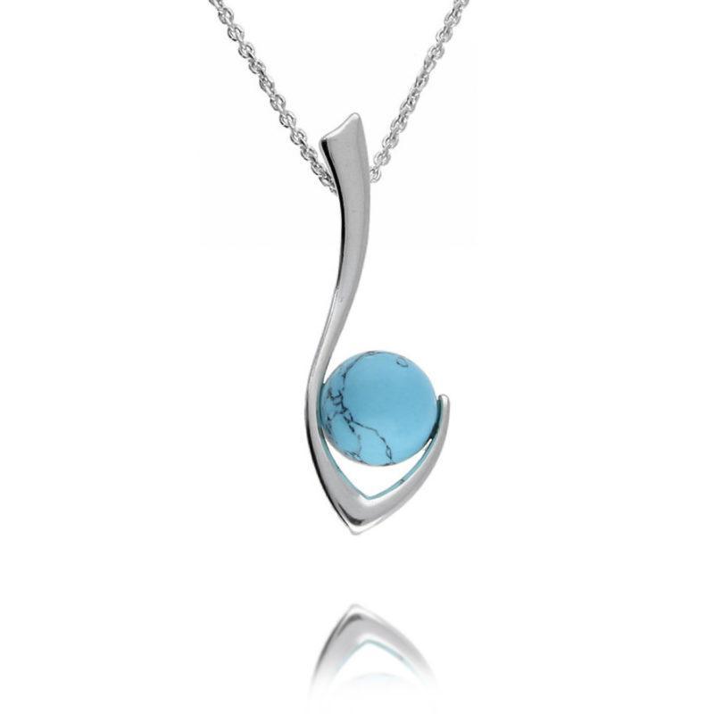 Silver Turquoise Abstract Pendant