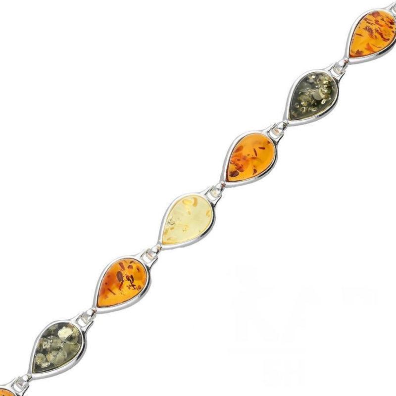 ladies-silver-multicolour-pear-shaped-amber-bracelet-050230-hc-jewellers-royston-hertfordshire 1