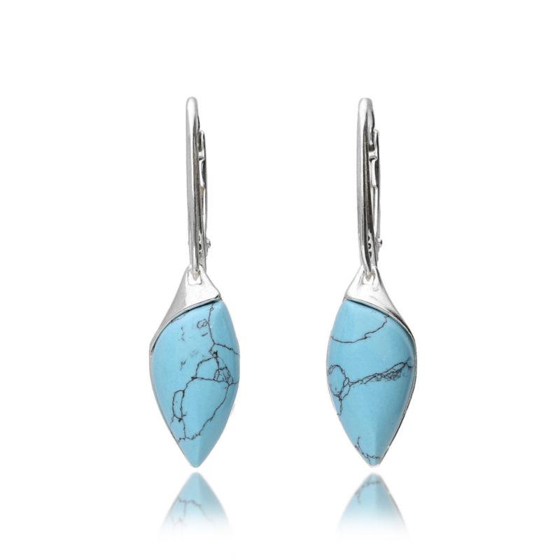 Silver Turquoise Pointed Drops