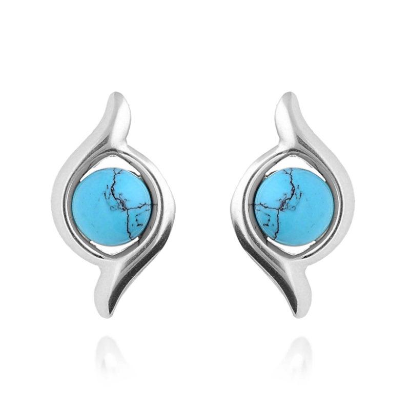 Silver Turquoise Swirl Studs