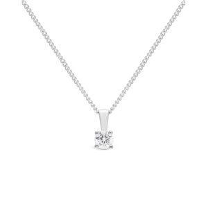 White gold diamond solitaire pendant on chain