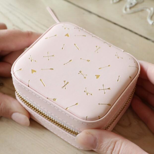 Small Travel Jewellery Case Pink