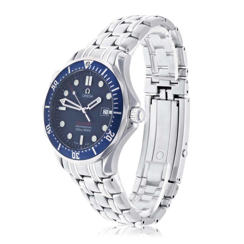 Mens Omega Seamaster Blue Wave Dial Watch side