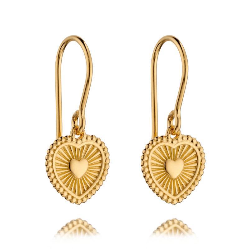 Silver with Gold Guild Sun Ray Heart Drop Earrings
