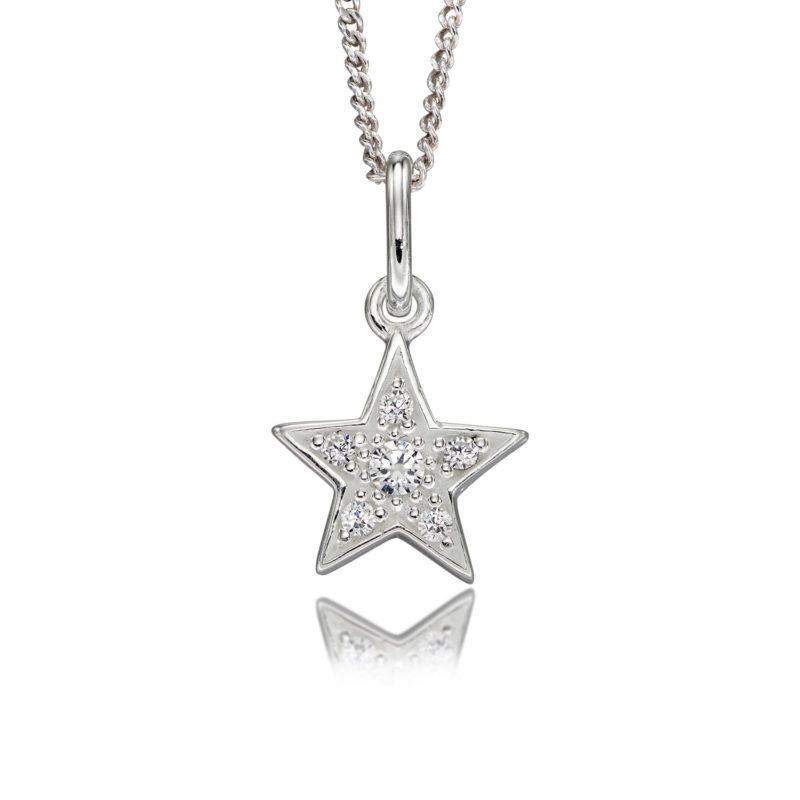 Silver Star CZ Pendant & Chain