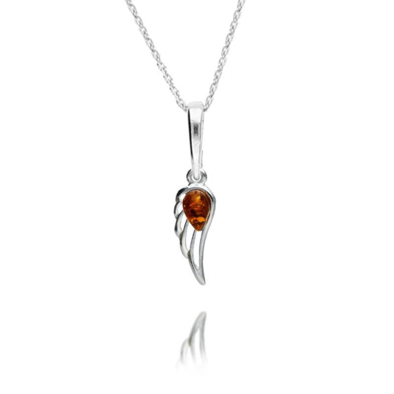 Silver Amber Wing Pendant