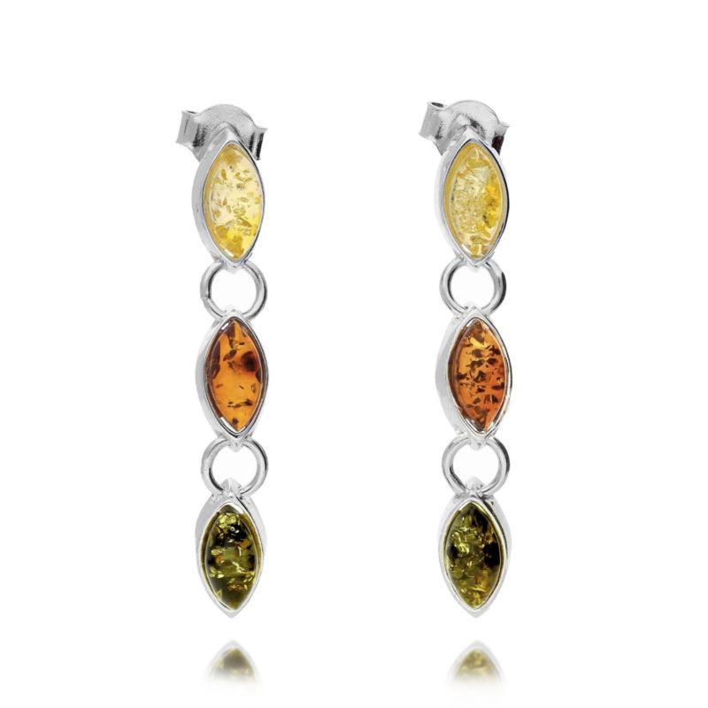 silver amber multicolour earrings